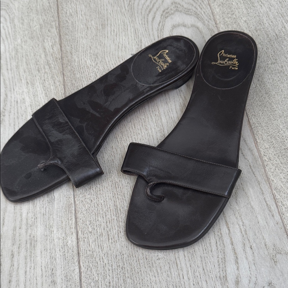 Christian Louboutin Black Slide Sandals